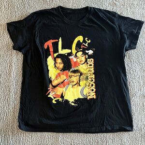 TLC T-shirt Size M No Scrubs Short Sleeve Graphic Black Unisex Music Rap Lefteye
